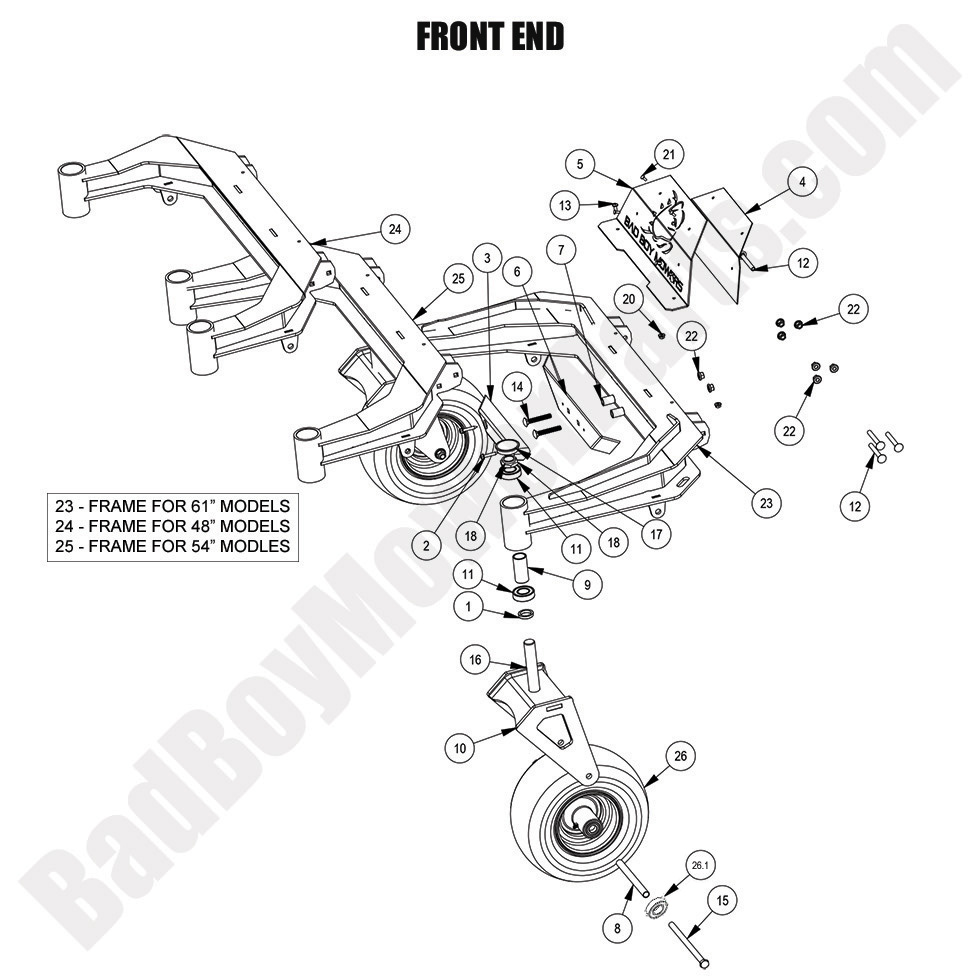 3534 - Bad Boy Mower Parts Lookup > 2024 > Revolt (48\"-61\" Decks) > Front End
